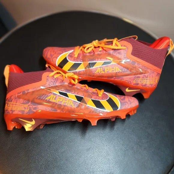 Nike Alpha Menace 4 Elite Football Cleats Sz 12 New Orange/Yellow/Black