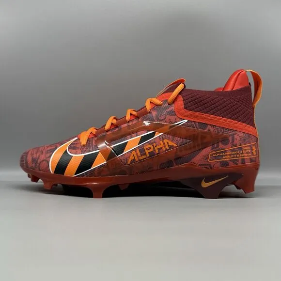 Nike Alpha Menace 4 Elite NRG Red Orange Football Cleats Size 8 FQ4046-600