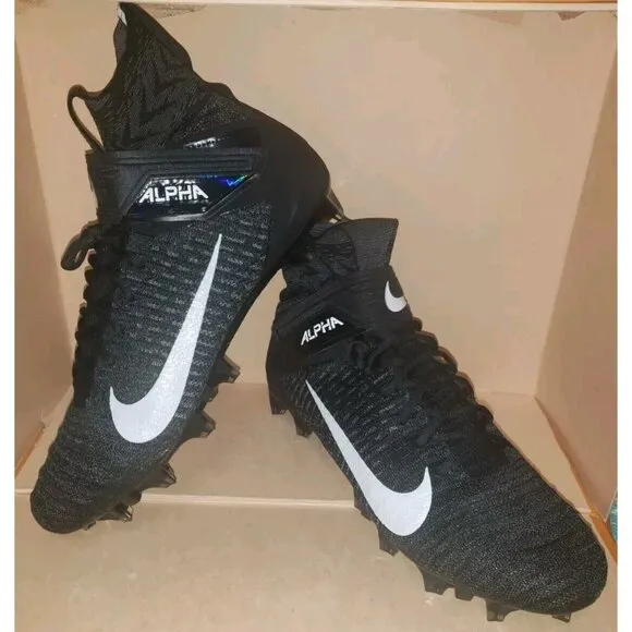 NIKE ALPHA MENACE ELITE 2 FLYKNIT FOOTBALL BLACK MEN'S SIZE 14 NEW