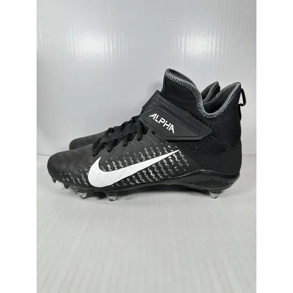 Nike Alpha Menace Pro 2 Football Cleats CK4277-001 Black White Mens Size 11.5