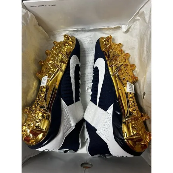 Nike Alpha Menace Pro 2 Mid By You Football Cleats Blue Gold #24 Size 11.5