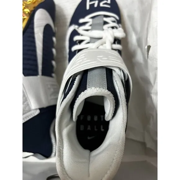 Nike Alpha Menace Pro 2 Mid By You Football Cleats Blue Gold #24 Size 11.5