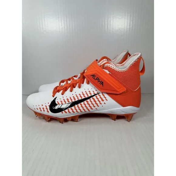 Nike Alpha Menace Pro 2 Mid Football Cleats Mens 13 Orange White BV3945-103