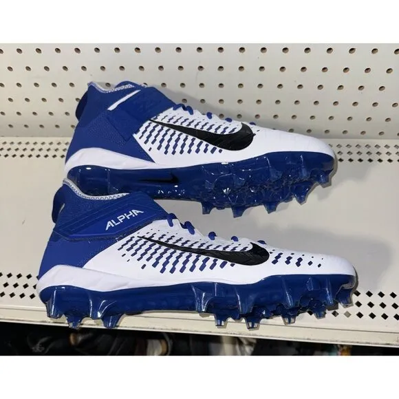 Nike Alpha Menace Pro 2 Mid Mens Football Cleats Size 13.5 Royal Blue White