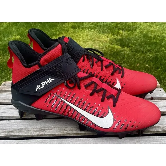 Nike Alpha Menace Pro 2 Mid Red Football Cleats Mens Size 13  AQ3209-601