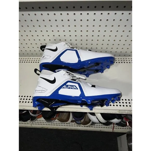 Nike Alpha Menace Pro 3 Mens Football Cleats Size 11 White Royal Blue Black