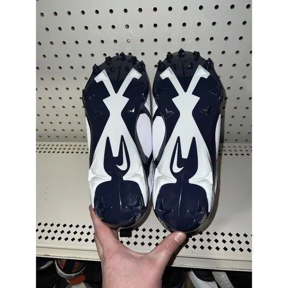 Nike Alpha Menace Pro 3 Mens Football Cleats Size 9.5 White Navy Blue Black