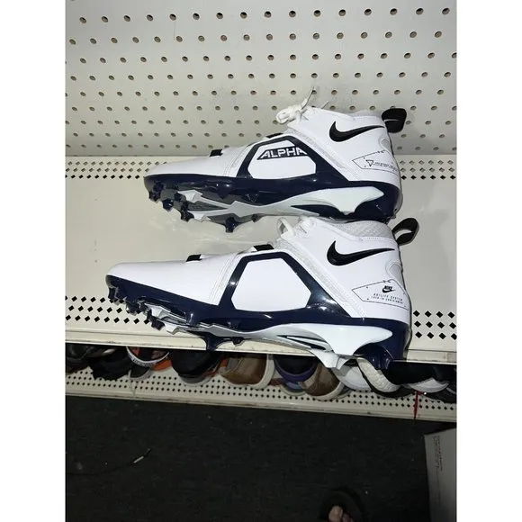 Nike Alpha Menace Pro 3 Mens Football Cleats Size 9.5 White Navy Blue Black