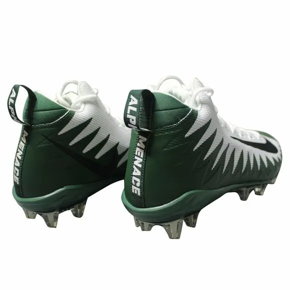 Nike Alpha Menace Pro Mid Cleats Mens Size 14.5 Green &amp; White Football Shoes NEW
