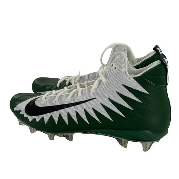 Nike Alpha Menace Pro Mid Cleats Mens Size 14.5 Green &amp; White Football Shoes NEW