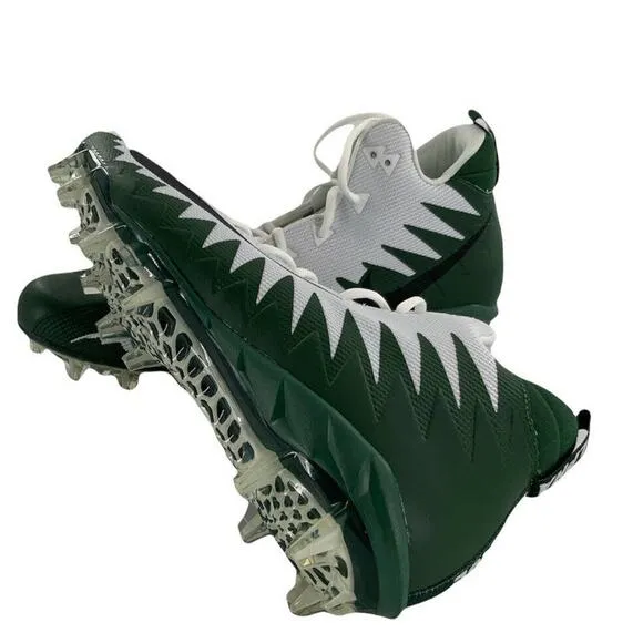 Nike Alpha Menace Pro Mid Cleats Mens Size 14.5 Green &amp; White Football Shoes NEW