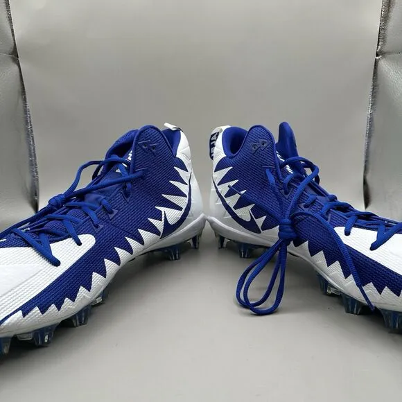 Nike Alpha Menace Pro Mid Football Cleats White Blue 866012-409 Size 15 US