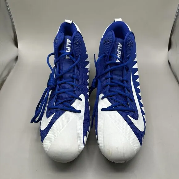 Nike Alpha Menace Pro Mid Football Cleats White Blue 866012-409 Size 15 US