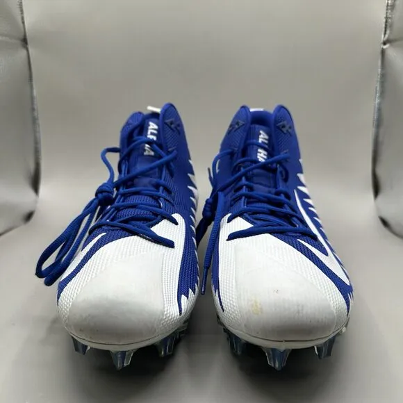 Nike Alpha Menace Pro Mid Football Cleats White Blue 866012-409 Size 15 US