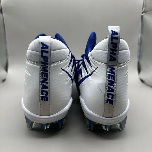 Nike Alpha Menace Pro Mid Football Cleats White Blue 866012-409 Size 15 US