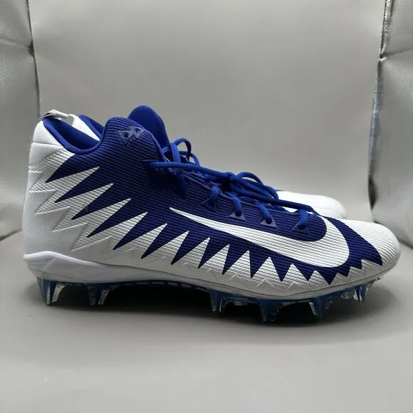 Nike Alpha Menace Pro Mid Football Cleats White Blue 866012-409 Size 15 US