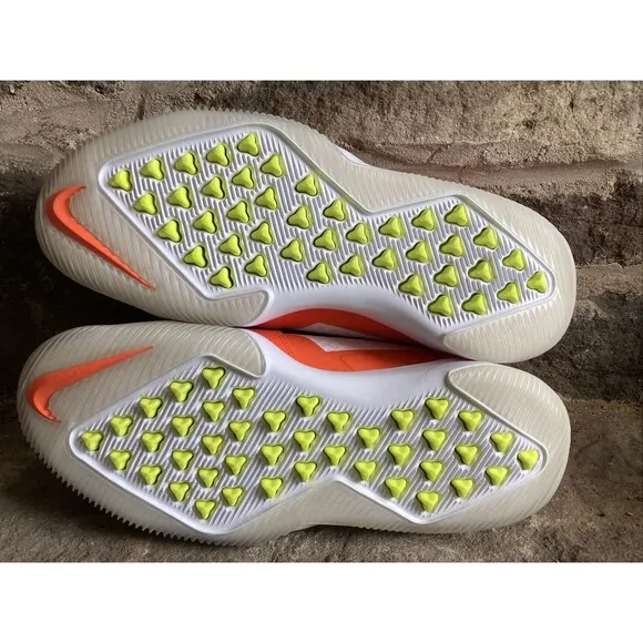 Nike Alpha Menace Turf Low Football Shoes White Orange Men Size 10 BV3997-105