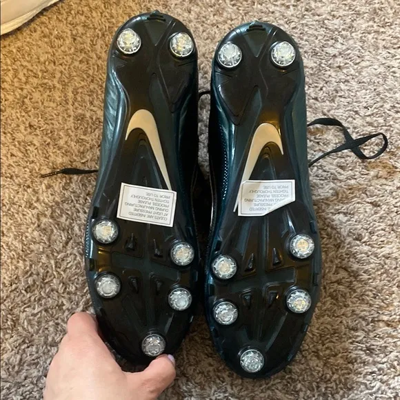 Nike Alpha Pro 2 TD Football Cleats Black, White, and Teal Size 11 NEW