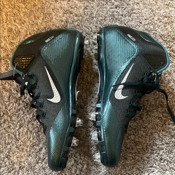 Nike Alpha Pro 2 TD Football Cleats Black, White, and Teal Size 11 NEW