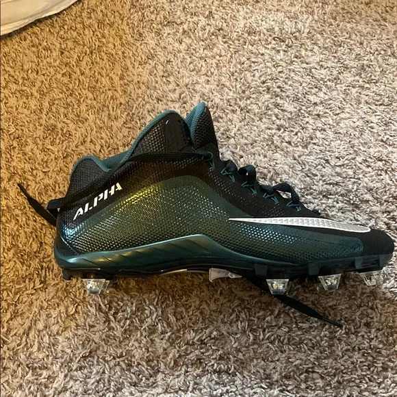Nike Alpha Pro 2 TD Football Cleats Black, White, and Teal Size 11 NEW