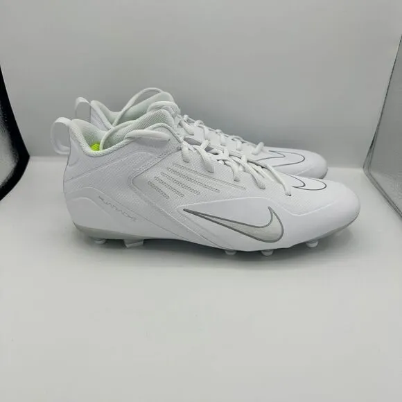 Nike Alpha Huarache 8 Varsity Lacrosse Cleats CZ6558-100 White/Silver Size 12.5