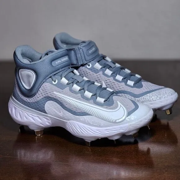 Nike Alpha Huarache Elite 4 Mid Baseball Cleats Shoes Youth 7 Grey DJ6520-012 SE