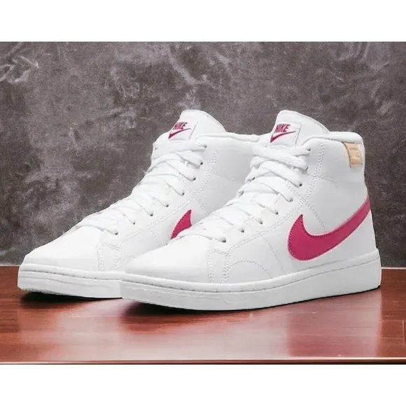 Nike Court Royale 2 Mid CT1725 White Pink Workout Shoes Womens 8.5 NEW In Box