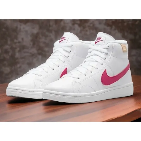 Nike Court Royale 2 Mid CT1725 White Pink Workout Shoes Womens 8.5 NEW In Box