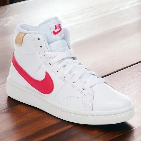 Nike Court Royale 2 Mid CT1725 White Pink Workout Shoes Womens 8.5 NEW In Box