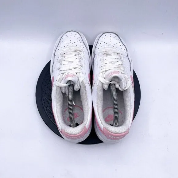 Nike Court Vision Sneaker Shoes Women's Size 8.5 White Pink Logo Low Top