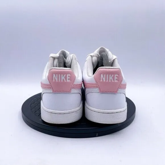 Nike Court Vision Sneaker Shoes Women's Size 8.5 White Pink Logo Low Top