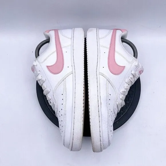 Nike Court Vision Sneaker Shoes Women's Size 8.5 White Pink Logo Low Top