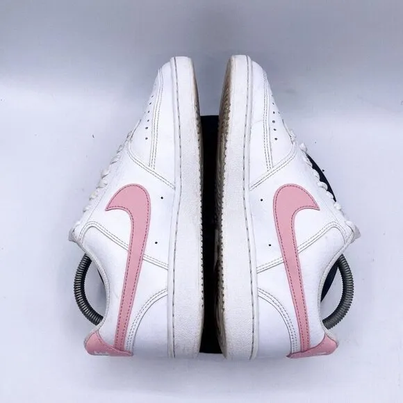 Nike Court Vision Sneaker Shoes Women's Size 8.5 White Pink Logo Low Top