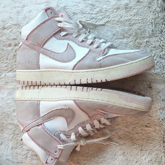 Nike Dunk High 1985 Pink Denim Barely Rose Mens Size 13 High Top Athletic Shoes