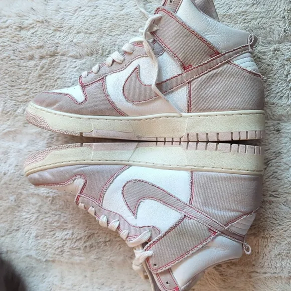 Nike Dunk High 1985 Pink Denim Barely Rose Mens Size 13 High Top Athletic Shoes