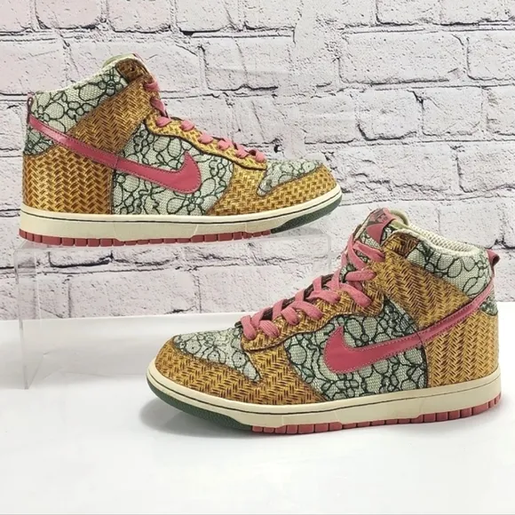 NIKE DUNK HIGH RARE 2007 Nori Desert Bloom - Sneakers, green, pink, size 9.5