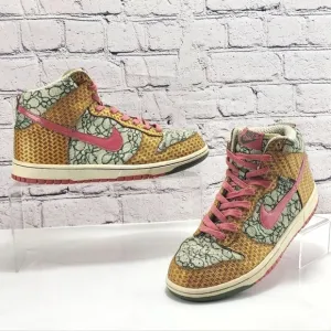 NIKE DUNK HIGH RARE 2007 Nori Desert Bloom - Sneakers, green, pink, size 9.5