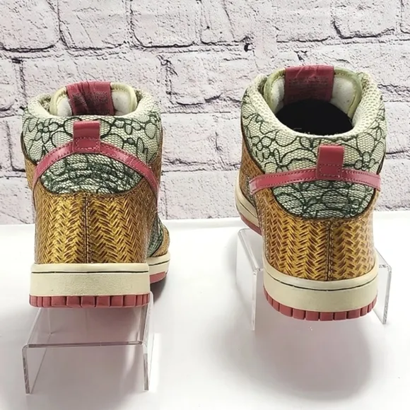 NIKE DUNK HIGH RARE 2007 Nori Desert Bloom - Sneakers, green, pink, size 9.5