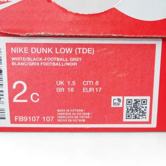 Nike Dunk Low TD 'Grey Green Strike' Sneakers FB9107-107 Infant 2C