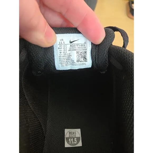 Nike Ebernon Low Shoes 11.5 Triple Black Walking Outdoor AQ1775-003 Worn Once