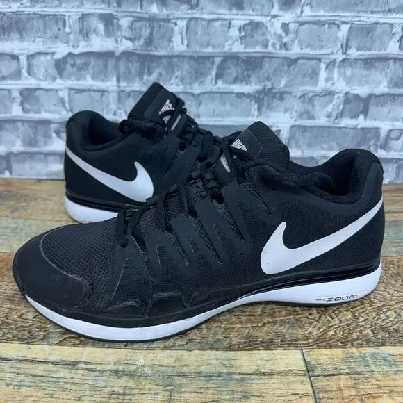 Nike Federer Zoom Vapor 9.5 Tour Black‎ Tennis Shoes 631458-011 Mens Size 9.5