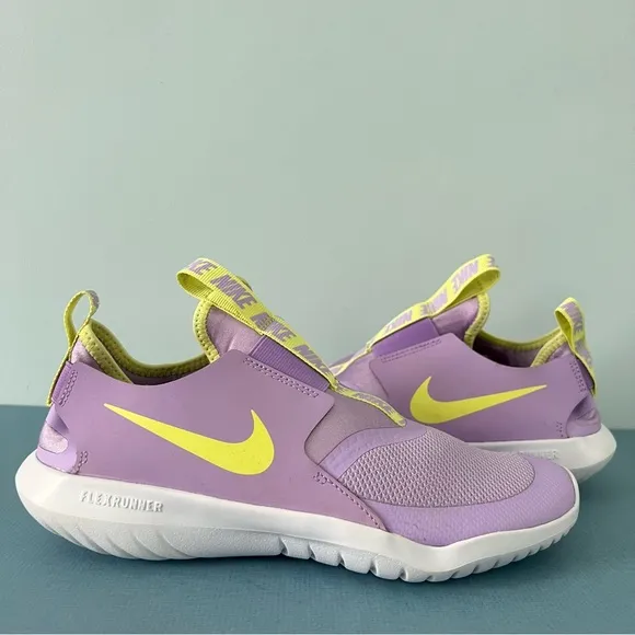 Nike Flex Runner Lilac Purple Lemon Twist Girls Road Running Tennis Shoes