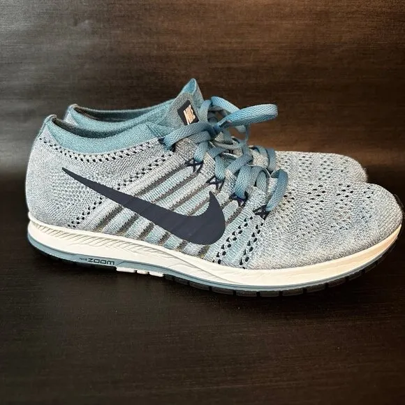 Nike Flyknit Streak Mens size‎ 8.5 Blue Racing Road Running shoes 835994-401
