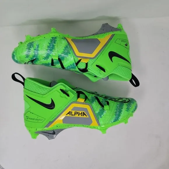Nike Football Cleats Mens 11.5 Green Alpha Menace Pro 3 Razor Sharp Cuts Logo