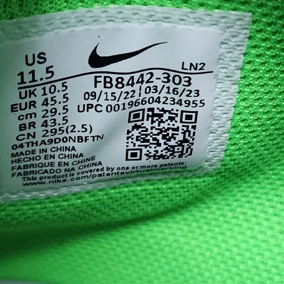 Nike Football Cleats Mens 11.5 Green Alpha Menace Pro 3 Razor Sharp Cuts Logo