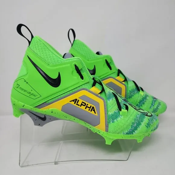 Nike Football Cleats Mens 11.5 Green Alpha Menace Pro 3 Razor Sharp Cuts Logo