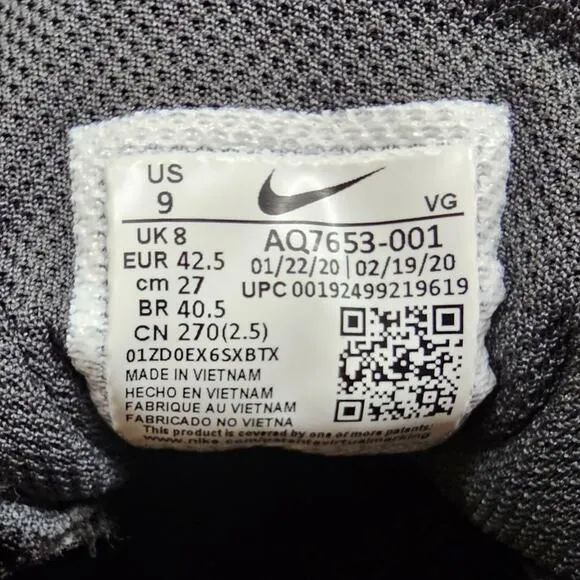 Nike Football Cleats Mens Size 9 Alpha Menace 2 Shark Black White Athletic
