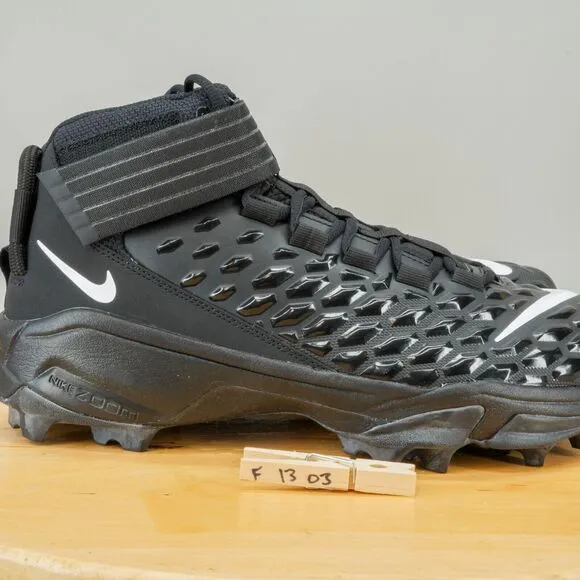 Nike Force Savage Pro 2 Shark Mens Size 12.5 Shoes Black Football Cleats Lineman