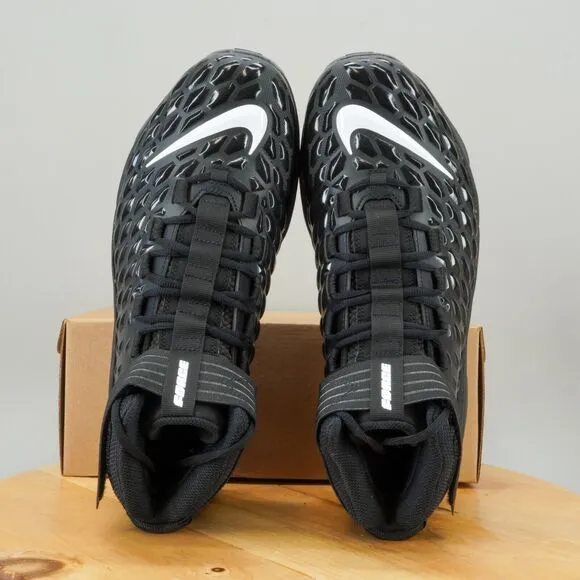 Nike Force Savage Pro 2 Shark Mens Size 12.5 Shoes Black Football Cleats Lineman