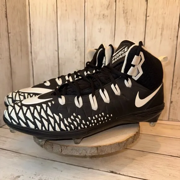 Nike Force Savage Pro D Black White Men’s Football Cleats Size 13 EUC